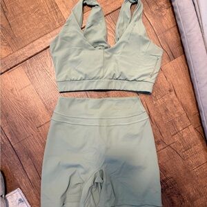 Gymshark x Whitney Simmons Moss Green shorts and Top Set -